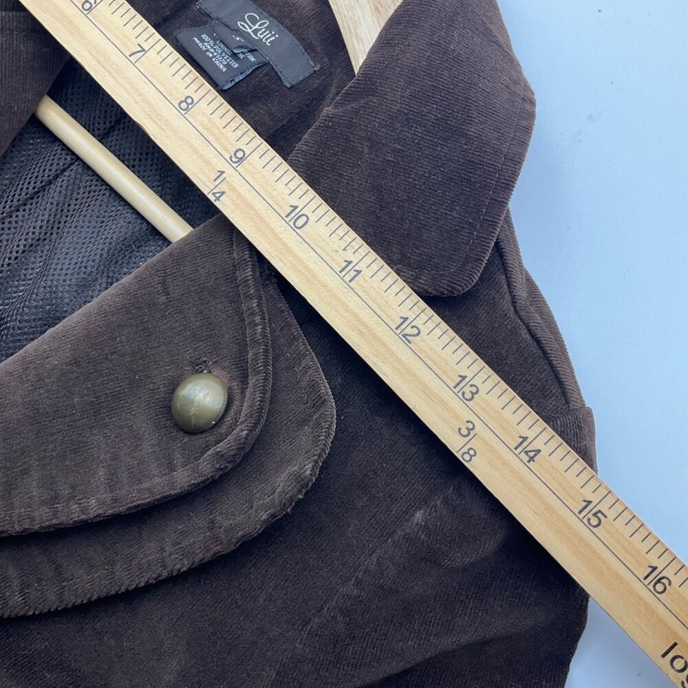Luii S Chocolate Brown Corduroy Military Style Jacket Y2K Boho Renaissance - Picture 8 of 13